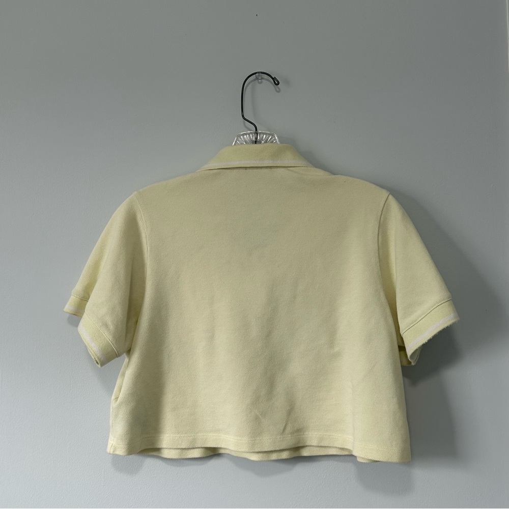 adidas Originals 'Tennis Luxe' logo cropped polo shirt in hazy yellow - Picture 7 of 7